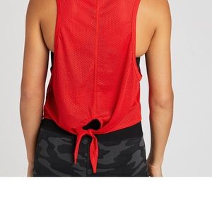 Soul Cycle Mesh Red Tie Back Tank